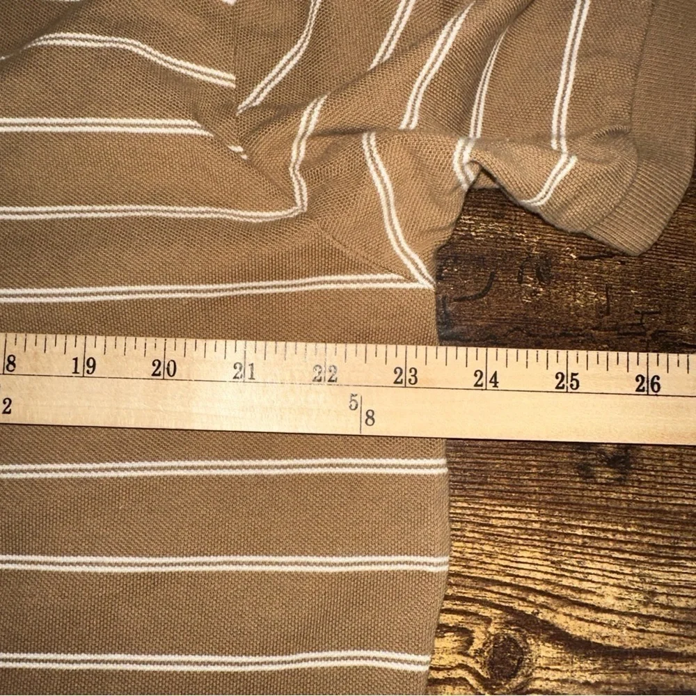 Polo by Ralph Lauren Shirt Mens XL Brown Stripe Knit Polo Green Pony Logo
